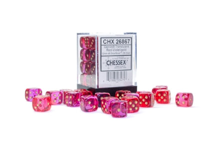Chessex Gemini Translucent Red-Violet/Gold 12mm D6 Dice Block