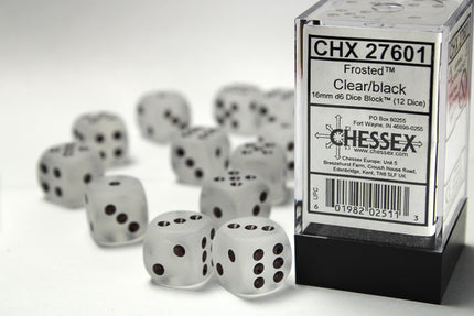 Chessex 16mm D6 Dice Tower frosted clear/black