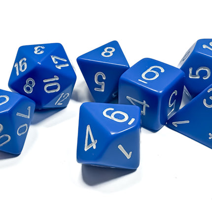 Opaque Blue/white Polyhedral 7-Dice Set