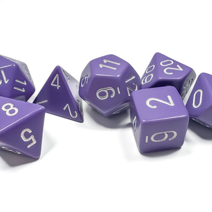Opaque Purple/white Polyhedral 7-Dice Set