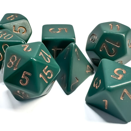 Opaque Dusty Green/copper Polyhedral 7-Dice Set