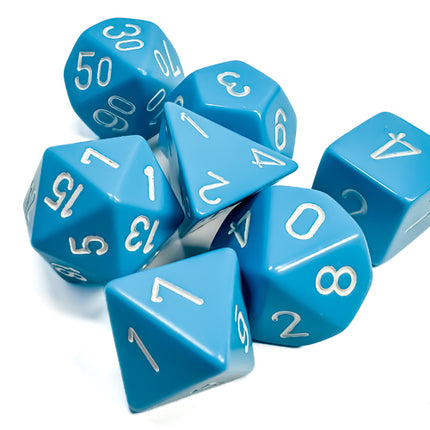 Opaque Light Blue/white Polyhedral 7-Dice Set