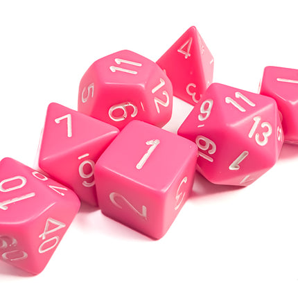 Opaque Pink/white Polyhedral 7-Dice Set