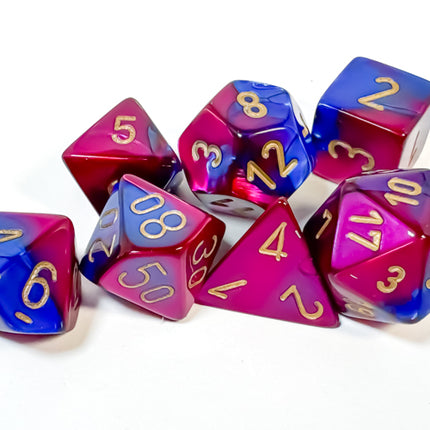 Gemini Blue-Purple/gold Polyhedral 7-Dice Set