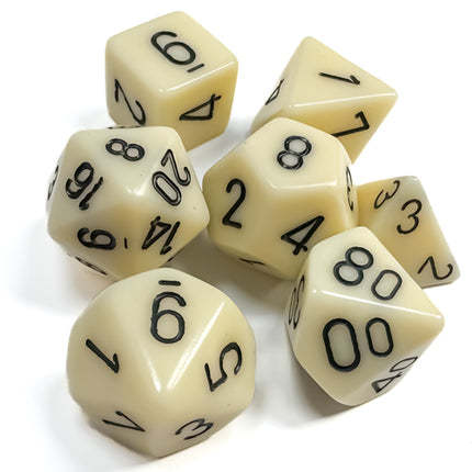 Opaque Ivory/black Polyhedral 7-Dice Set