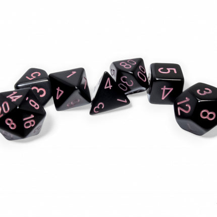 Opaque Black/pink Polyhedral 7-Dice Set
