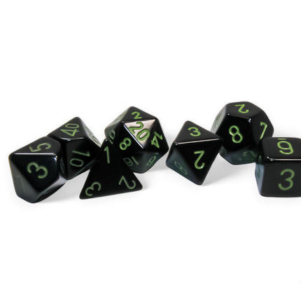 Opaque Black/green Polyhedral 7-Dice Set