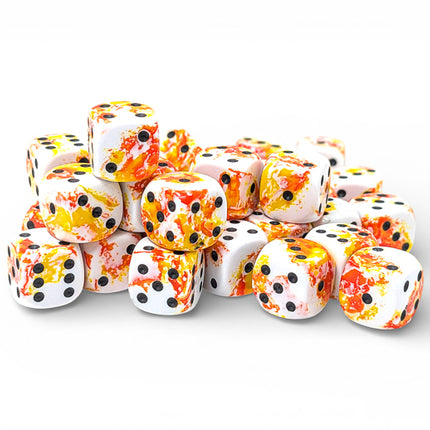Chessex Brush Sunrise/black 12mm d6 Dice Block (36 dice)