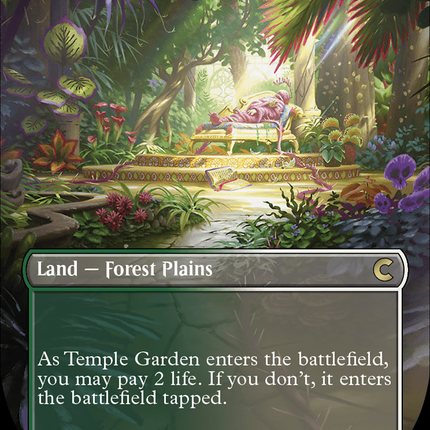 Temple Garden (Borderless) [Ravnica: Clue Edition] Foil