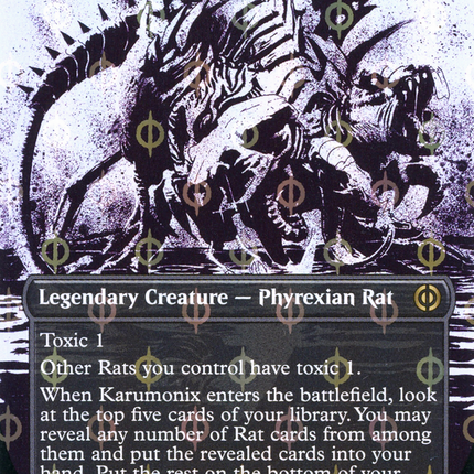 Karumonix, the Rat King (Showcase) (Borderless) [Phyrexia: All Will Be One] Step-and-Compleat Foil