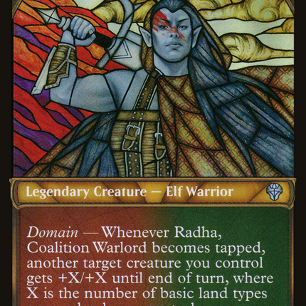 Radha, Coalition Warlord (Showcase) [Dominaria United] Textured Foil