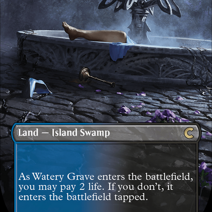 Watery Grave (Borderless) [Ravnica: Clue Edition] Foil