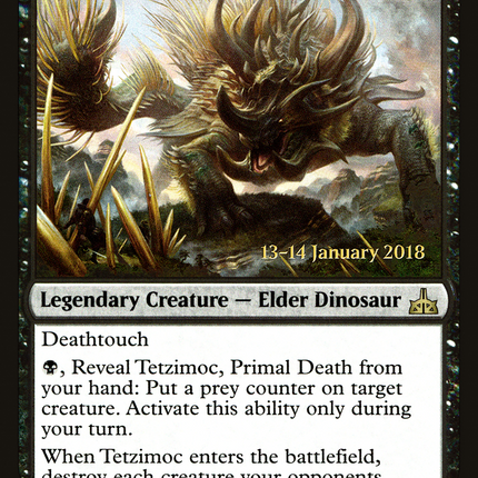 Tetzimoc, Primal Death [Rivals of Ixalan Promos] Prerelease Foil
