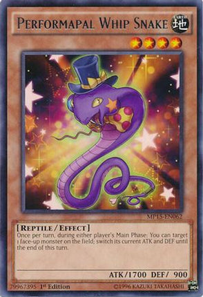 Performapal Whip Snake (Rare) [MP15-EN062] 1st Edition