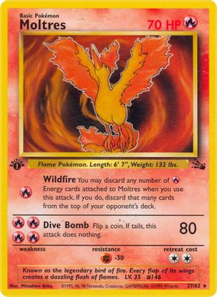Moltres (27) - 27/62 [Fossil] 1st Edition