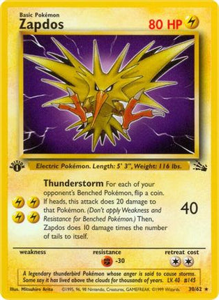 Zapdos (30) - 30/62 [Fossil] Unlimited