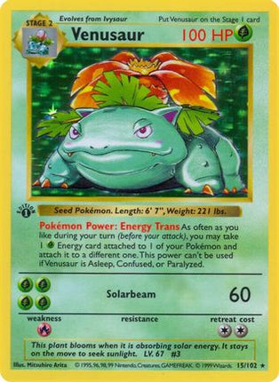Venusaur - 15/102 [Base Set (Shadowless)] Unlimited Holofoil