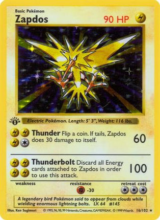 Zapdos - 16/102 [Base Set (Shadowless)] 1st Edition Holofoil