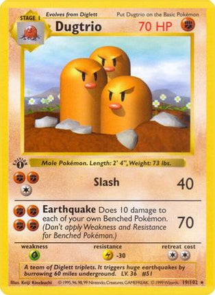 Dugtrio - 19/102 [Base Set (Shadowless)] Unlimited