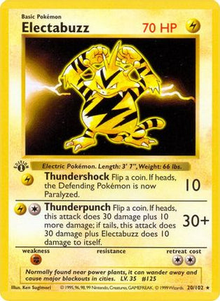 Electabuzz - 20/102 [Base Set (Shadowless)] 1st Edition