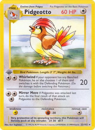 Pidgeotto - 22/102 [Base Set (Shadowless)] Unlimited