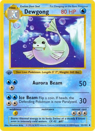 Dewgong - 25/102 [Base Set (Shadowless)] 1st Edition