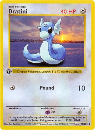 Dratini - 26/102 [Base Set (Shadowless)] 1st Edition