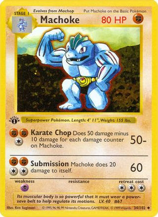 Machoke - 34/102 [Base Set (Shadowless)] 1st Edition