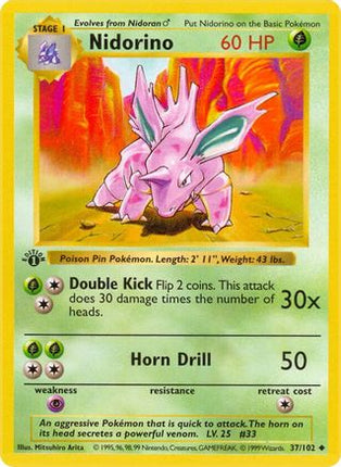Nidorino - 37/102 [Base Set (Shadowless)] 1st Edition