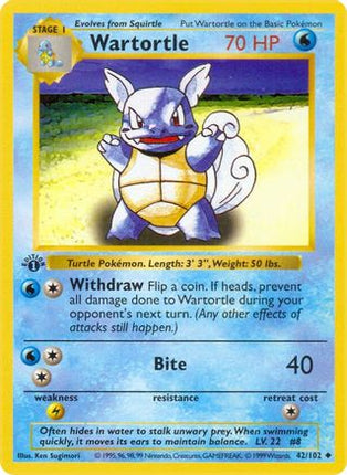 Wartortle - 42/102 [Base Set (Shadowless)] 1st Edition