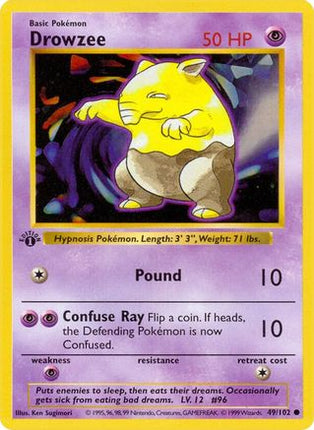 Drowzee - 49/102 [Base Set (Shadowless)] 1st Edition