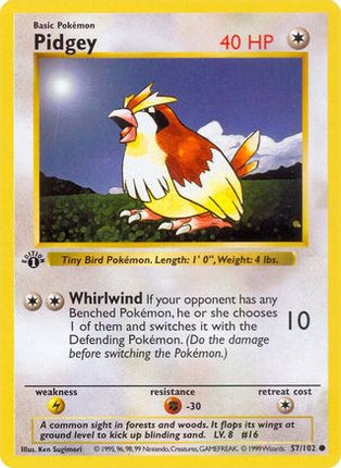 Pidgey - 57/102 [Base Set (Shadowless)] 1st Edition