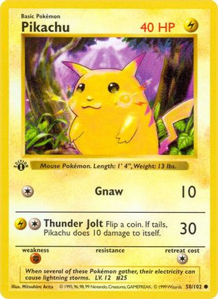 Pikachu - 58/102 [Base Set (Shadowless)] 1st Edition