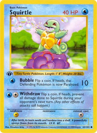 Squirtle - 63/102 [Base Set (Shadowless)] 1st Edition