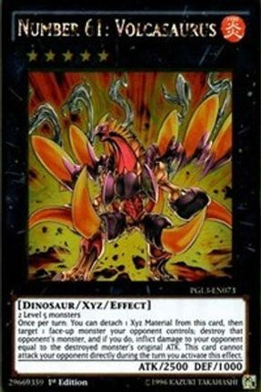 Number 61: Volcasaurus [PGL3-EN073] Gold Rare