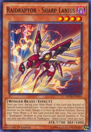 Raidraptor - Sharp Lanius (Common / Short Print) [MP16-EN014] Unlimited