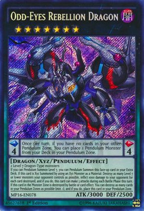 Odd-Eyes Rebellion Dragon (Secret Rare) [MP16-EN078] 1st Edition
