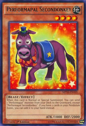 Performapal Secondonkey (Rare) [MP16-EN105] Unlimited