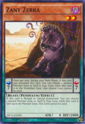 Zany Zebra (Common / Short Print) [MP16-EN209] 1st Edition