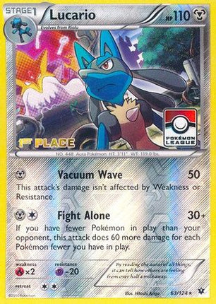 Lucario - 63/124 (Pokemon League) [1st Place] [League & Championship Cards] Reverse Holofoil
