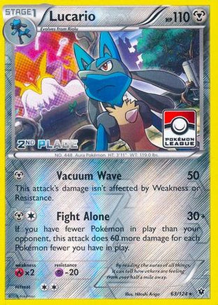 Lucario - 63/124 (Pokemon League) [2nd Place] [League & Championship Cards] Reverse Holofoil