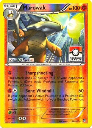 Marowak - 78/162 (Pokemon League) [2nd Place] [League & Championship Cards] Reverse Holofoil