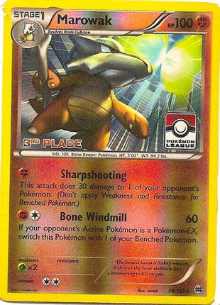 Marowak - 78/162 (Pokemon League) [3rd Place] [League & Championship Cards] Reverse Holofoil