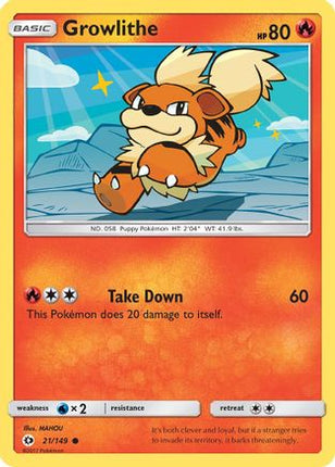 Growlithe - 21/108 [SM Base Set] Reverse Holofoil