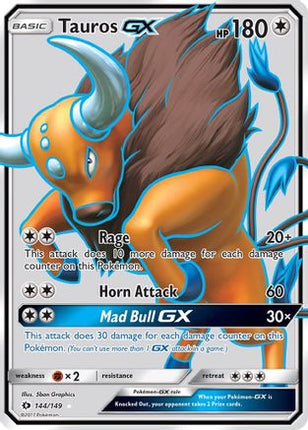 Tauros GX (Full Art) - 144/108 [SM Base Set] Holofoil