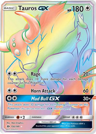 Tauros GX (Secret) - 156/149 [SM Base Set] Holofoil