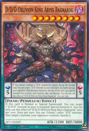 D/D/D Oblivion King Abyss Ragnarok (Starfoil) (Starfoil Rare) [SP17-EN029] 1st Edition