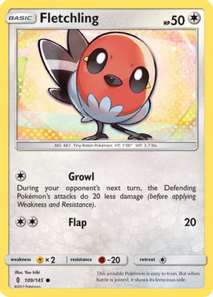 Fletchling - 109/145 [SM - Guardians Rising] Reverse Holofoil