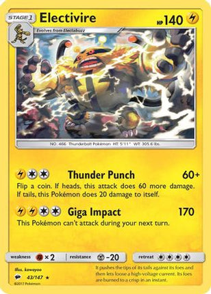 Electivire - 43/147 [SM - Burning Shadows] Reverse Holofoil