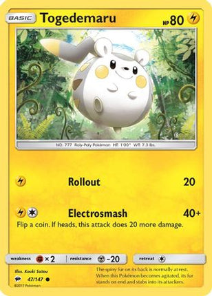 Togedemaru - 47/147 [SM - Burning Shadows] Reverse Holofoil